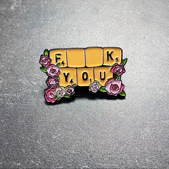 F You Scrabble Words Enamel Pin/ Brooch - Picture 2 of 6